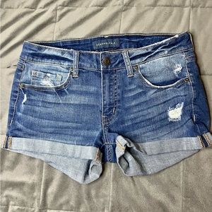 Aéropostale Denim Midi Shorts- Medium Wash